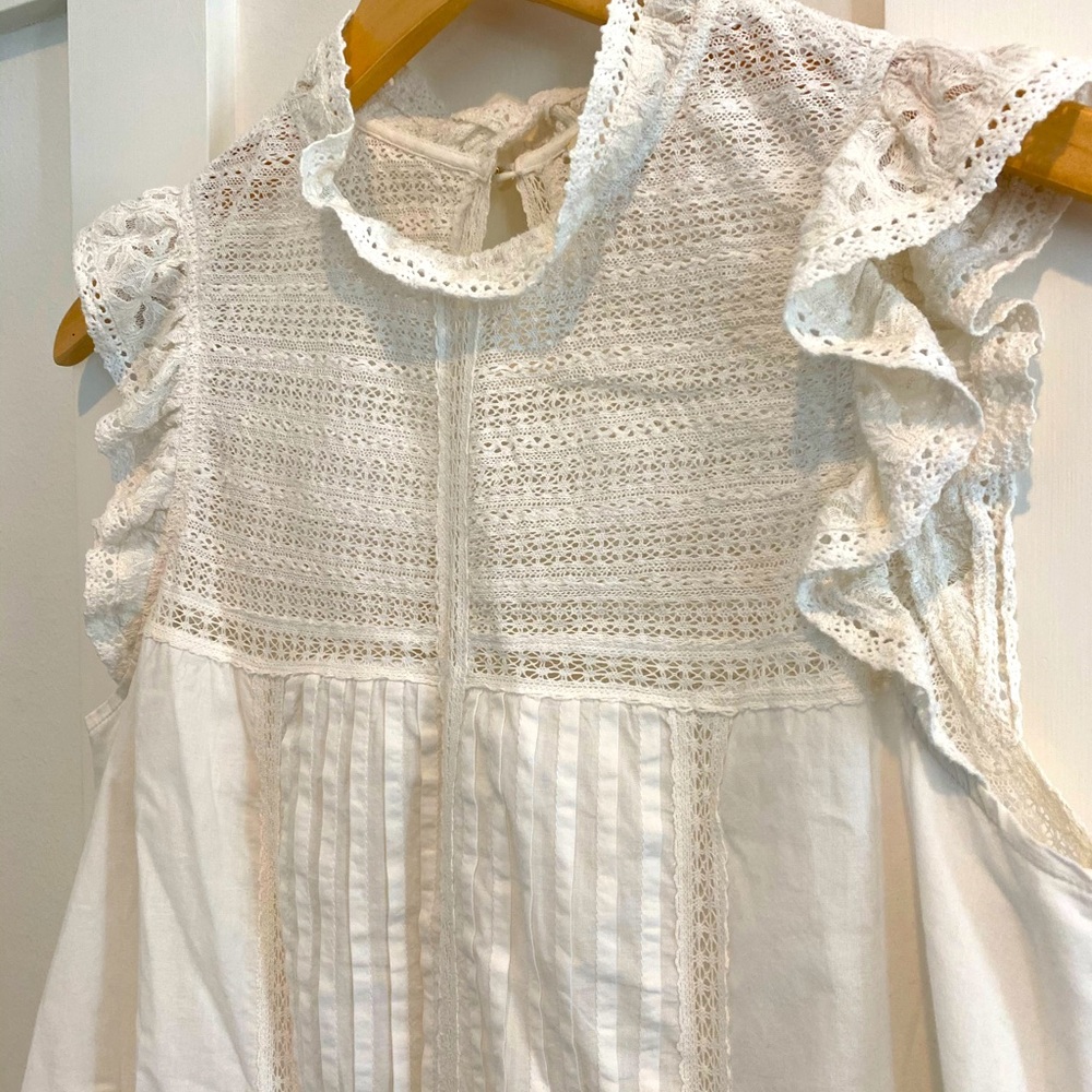 Sezane White Lace Sophia Dress EUC